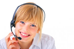 Hotline operator with headset