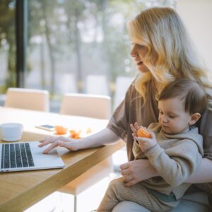 woman-baby-computer